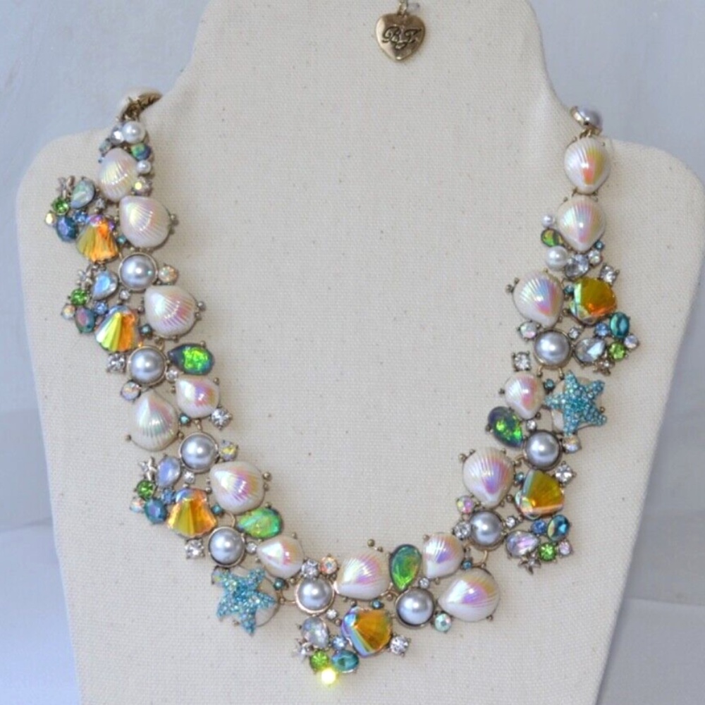 SOLD Betsey Johnson Crabby Couture Shells Crystal Statement Necklace